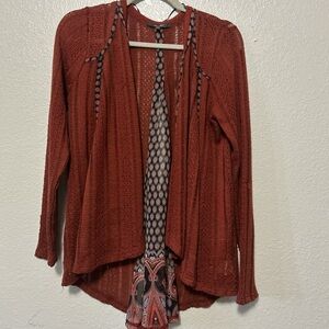 Miss Me Brown Cardigan Sweater Open Front Lightweight